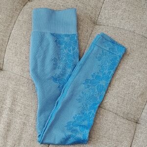 Girls blue exercise Floral Leggings